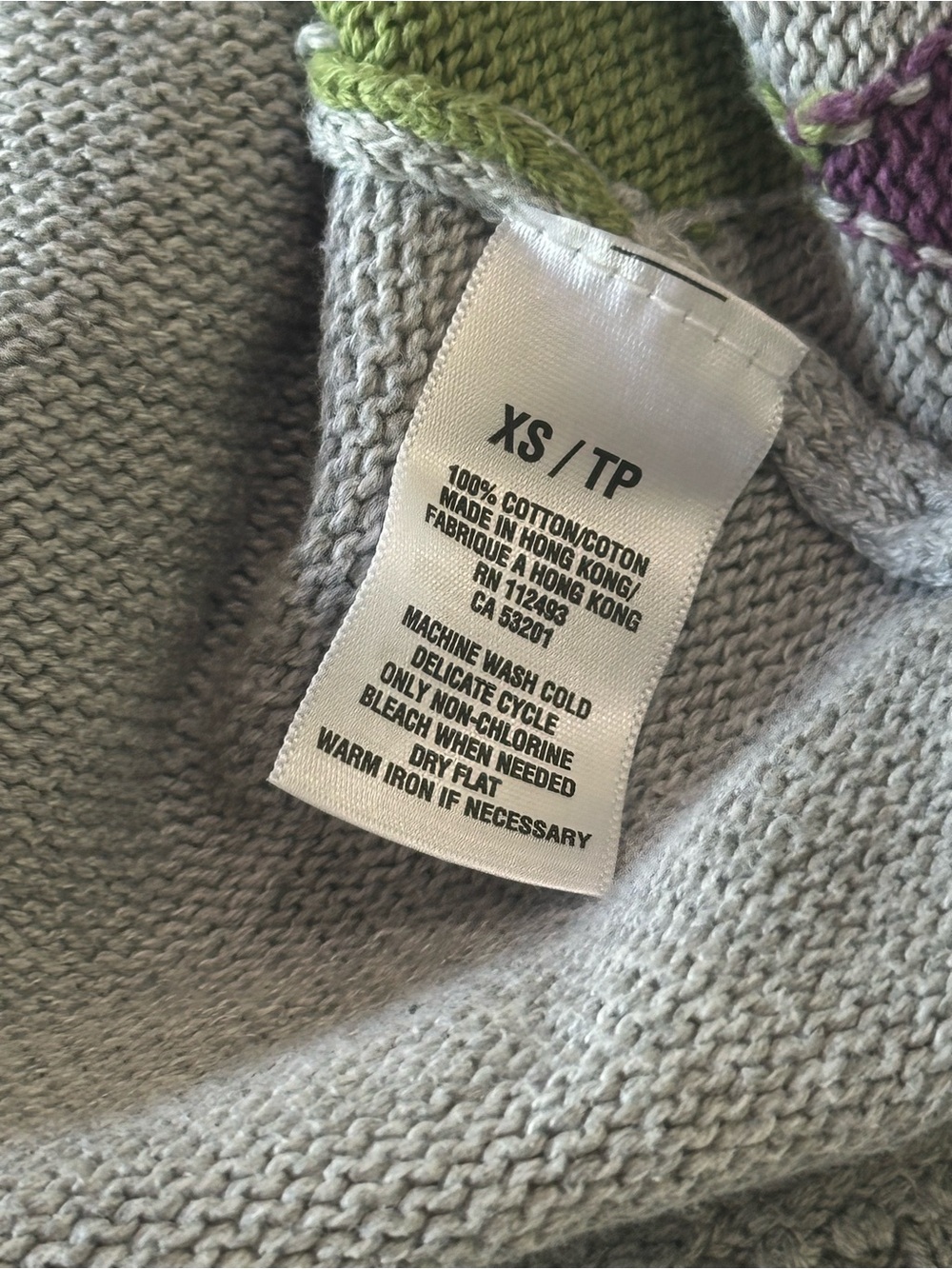 Aeropostale Gray Argyle Button-Front Cardigan with Multicolor Diamonds - Picture 4 of 4